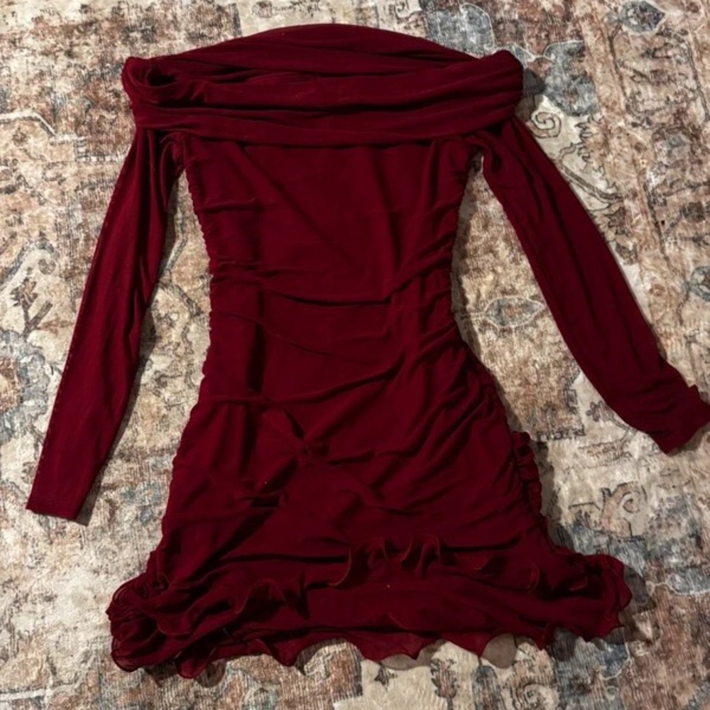 Zara Burgundy Long Sleeve Dress